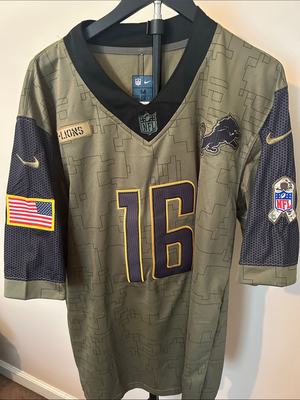 Nike NFL Players Detroit Lions Jared Goff Jersey Salute to Service